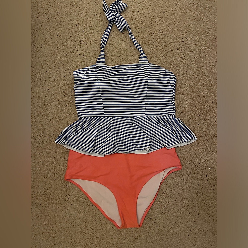 Cupshe Large 2 piece swimsuit blue/white/coral